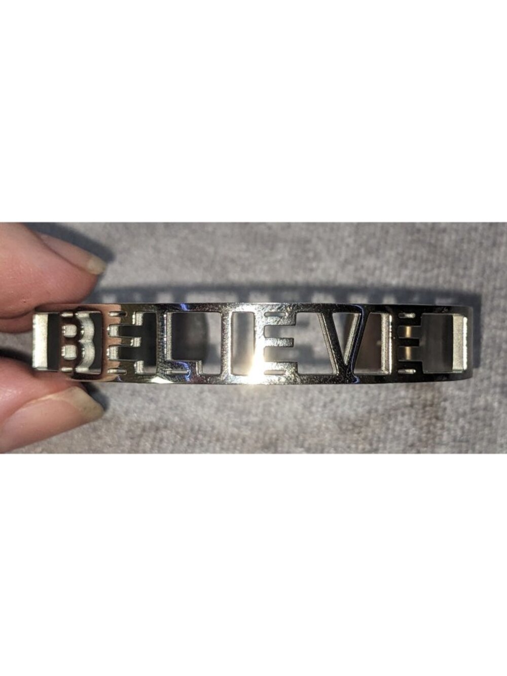 Mantraband Believe Inspirational Adjustable Cuff Bracelet Silver Tone 6 Inches
